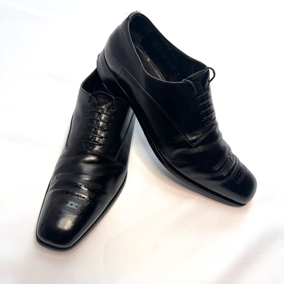 Prada Black Leather Lace Up Square Toe Oxford Shoes Men’s Size 9 2E 2186 Brogue main image 6